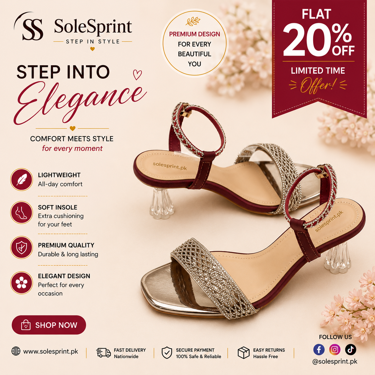 SoleSprint Crimson Luxe Heels