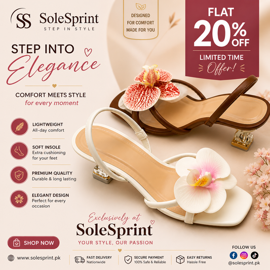 Elegant Floral Heel Sandals for Women – Lightweight & Comfortable