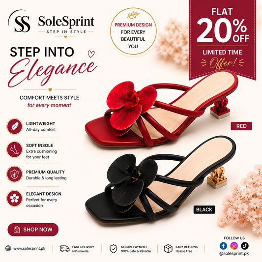 Elegant Floral Heel Sandals for Women – Lightweight & Comfortable